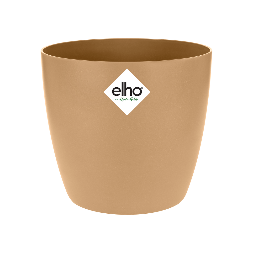 ELHO BRUSSELS ROUND COVER POT 16CM BROWN