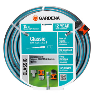 GARDENA HOSE CLASSIC 13MM 15M FITTED